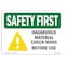 Signmission OSHA, 7" Height, 10" Width, Decal, 10" W, 7" H, Landscape, Hazardous Material Check MSDS Before OS-SF-D-710-L-10805 - alternate 1